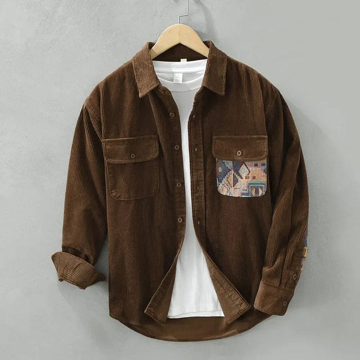 Cotton Men's Shirt with Long Sleeves - Quinten-Brown-XS-Nora Luxe