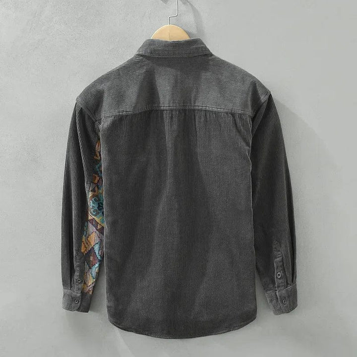 Cotton Men's Shirt with Long Sleeves - Quinten-Gray-XS-Nora Luxe