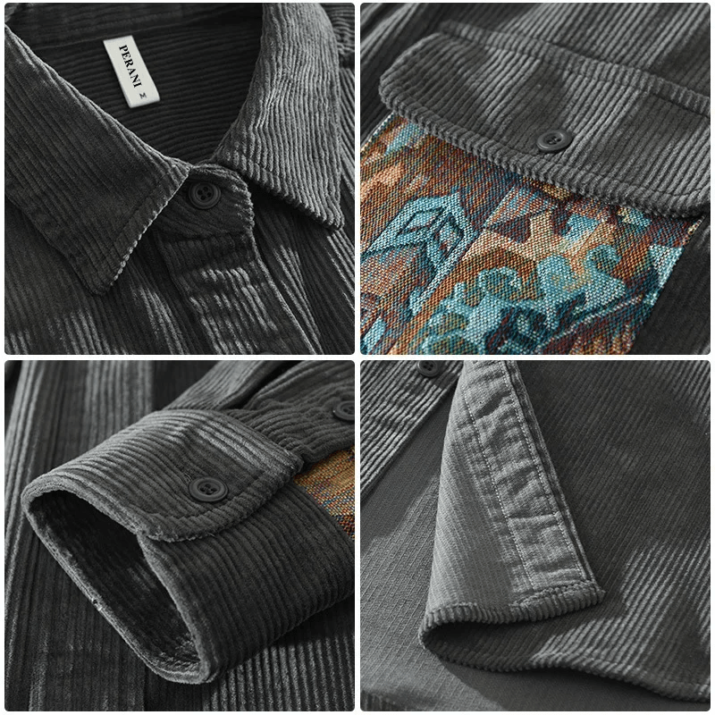 Cotton Men's Shirt with Long Sleeves - Quinten-Gray-XS-Nora Luxe