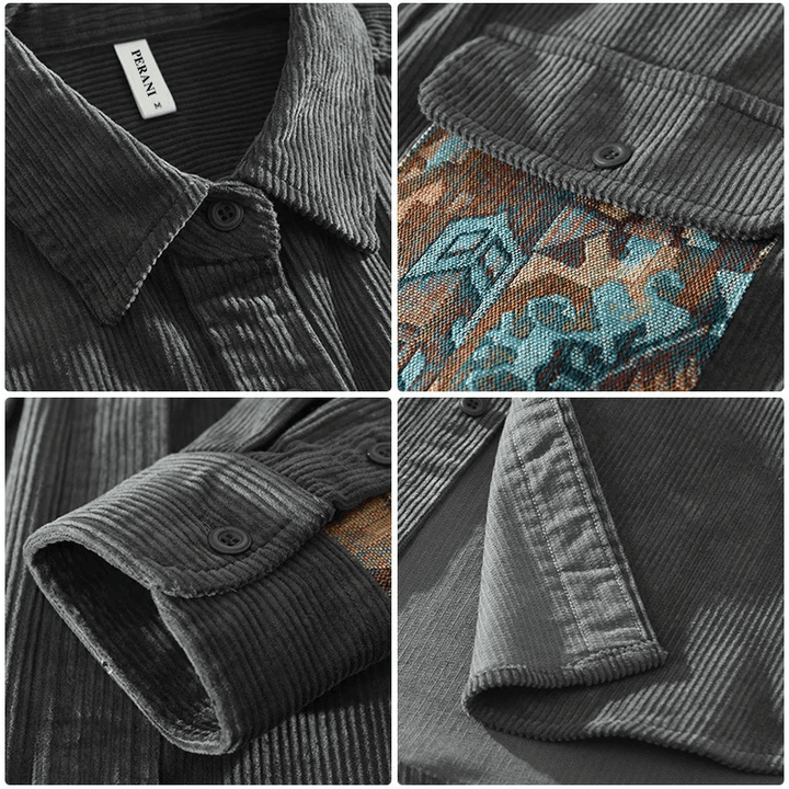 Cotton Men's Shirt with Long Sleeves - Quinten-Gray-XS-Nora Luxe