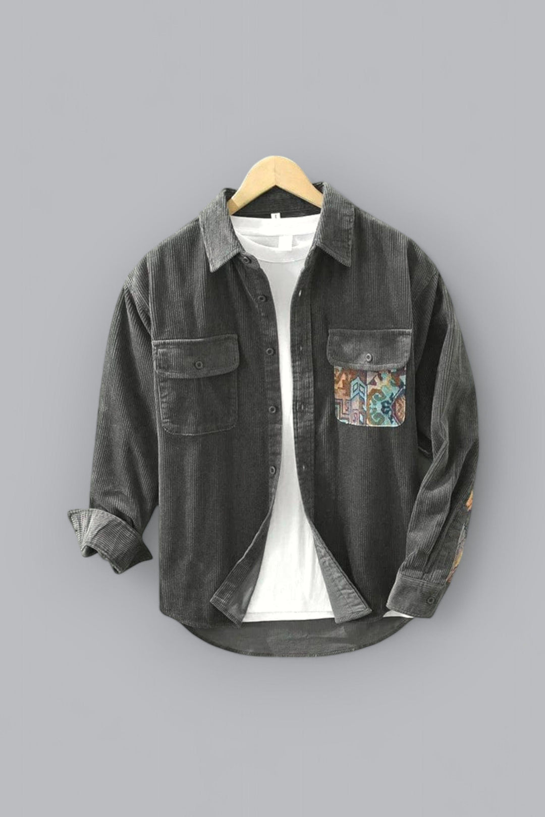 Cotton Men's Shirt with Long Sleeves - Quinten-Gray-XS-Nora Luxe