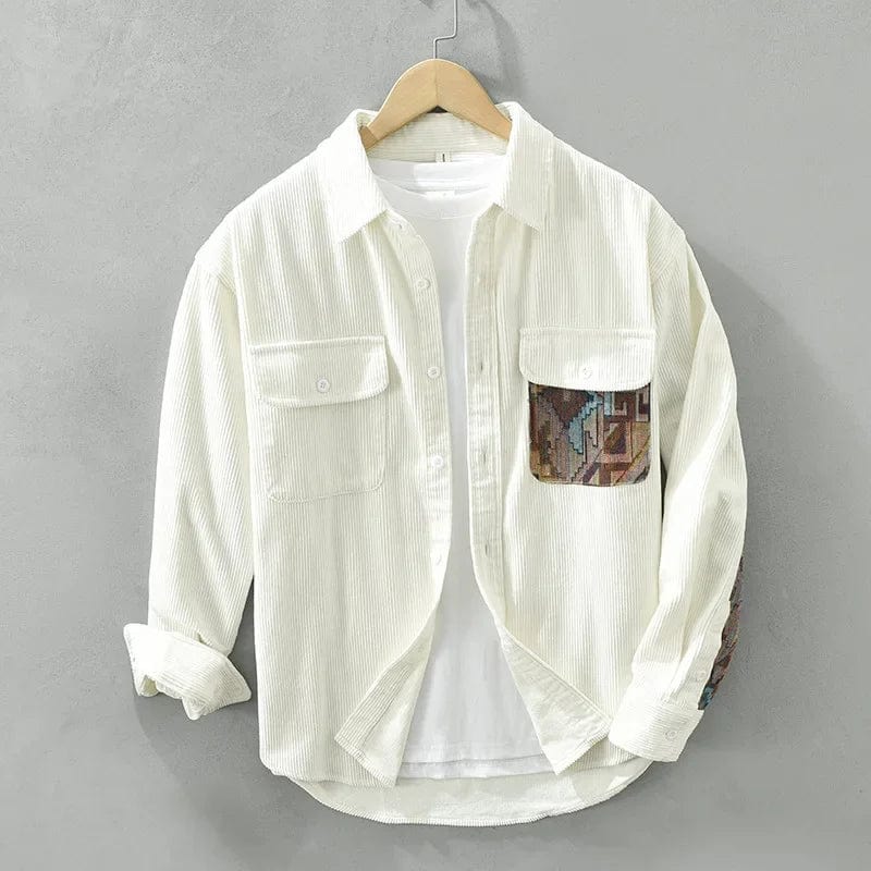 Cotton Men's Shirt with Long Sleeves - Quinten-White-XS-Nora Luxe