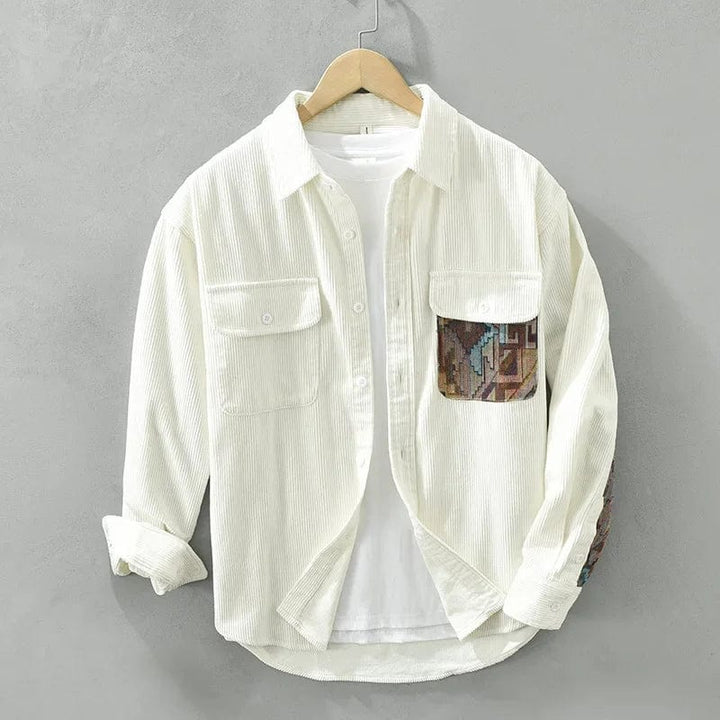Cotton Men's Shirt with Long Sleeves - Quinten-White-XS-Nora Luxe
