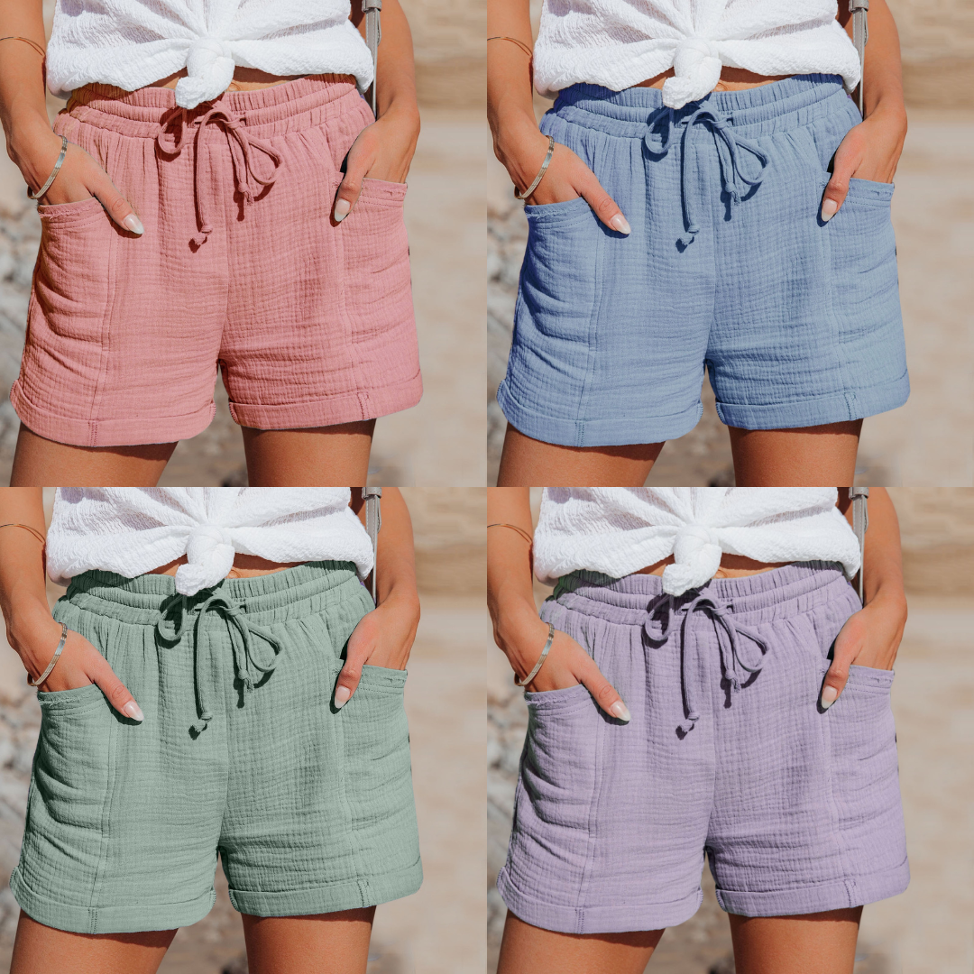Cotton Summer Shorts - BreezeWear-Green-S-Nora Luxe