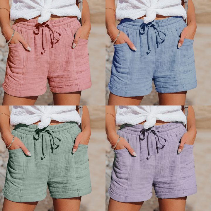 Cotton Summer Shorts - BreezeWear-Green-S-Nora Luxe