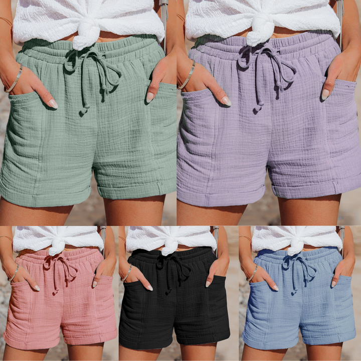 Cotton Summer Shorts - BreezeWear-Green-S-Nora Luxe