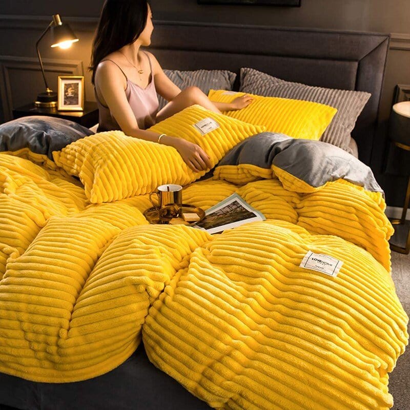Cozy and Warm Winter Duvet - WinterHaven-Yellow-Duvet 59.06″ × 78.74″-Nora Luxe
