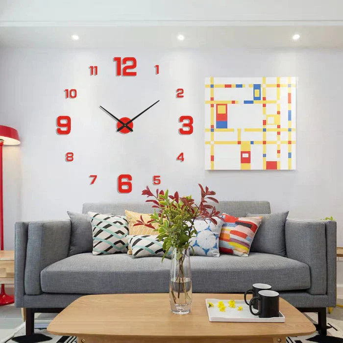 Creative Wall Clock - ArtTime-Numbers - Red-23.62 – 39.37 in-Nora Luxe