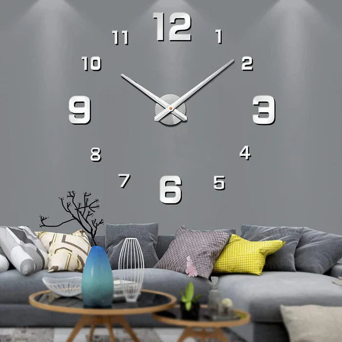 Creative Wall Clock - ArtTime-Numbers - Silver-23.62 – 39.37 in-Nora Luxe