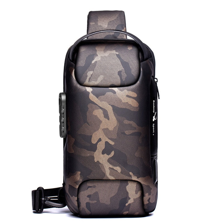 Compact Water-Resistant Crossbody Bag for Men – Anti-Theft with USB Charging