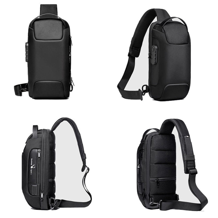 Compact Water-Resistant Crossbody Bag for Men – Anti-Theft with USB Charging