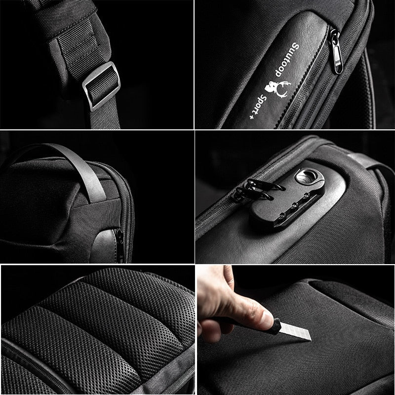 Compact Water-Resistant Crossbody Bag for Men – Anti-Theft with USB Charging