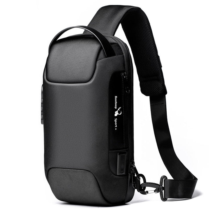 Compact Water-Resistant Crossbody Bag for Men – Anti-Theft with USB Charging