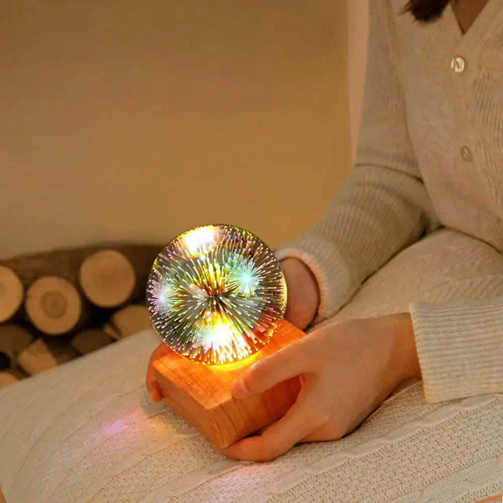 Crystal Ball Lamp with 3D Firework Effect - StarburstGlow-Starry Sky-Nora Luxe