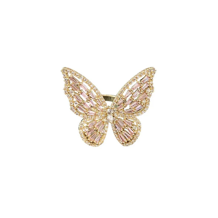 Crystal Butterfly Ring - Elena-Gold-Nora Luxe