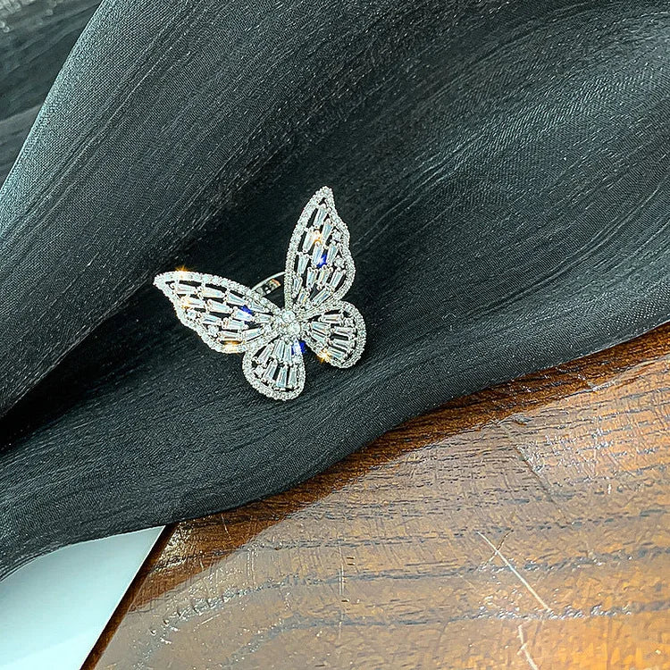 Crystal Butterfly Ring - Elena-Silver-Nora Luxe