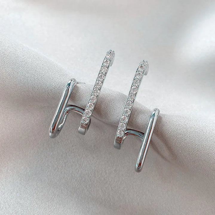 Crystal Claw Stud Earrings | Elegant and Stylish-SILVER-Nora Luxe