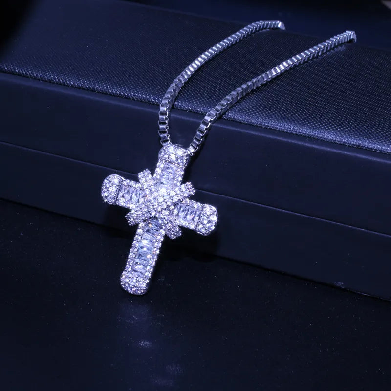 Crystal Cross Charm Necklace | Elegant Jewellery-Mary-Gold-Nora Luxe