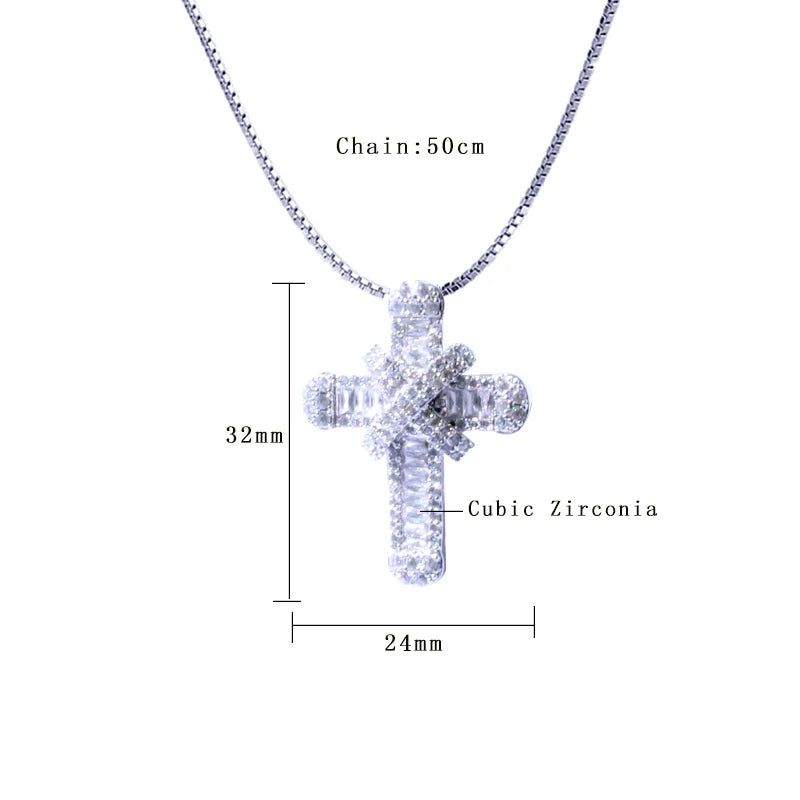 Crystal Cross Charm Necklace | Elegant Jewellery-Mary-Gold-Nora Luxe