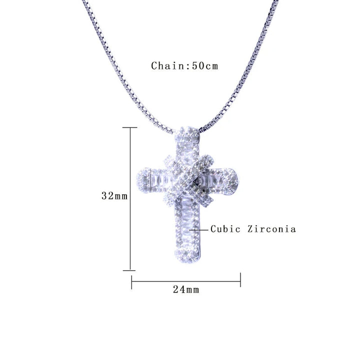 Crystal Cross Charm Necklace | Elegant Jewellery-Mary-Gold-Nora Luxe
