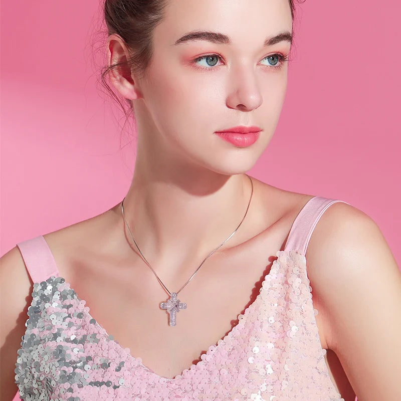 Crystal Cross Charm Necklace | Elegant Jewellery-Mary-Gold-Nora Luxe