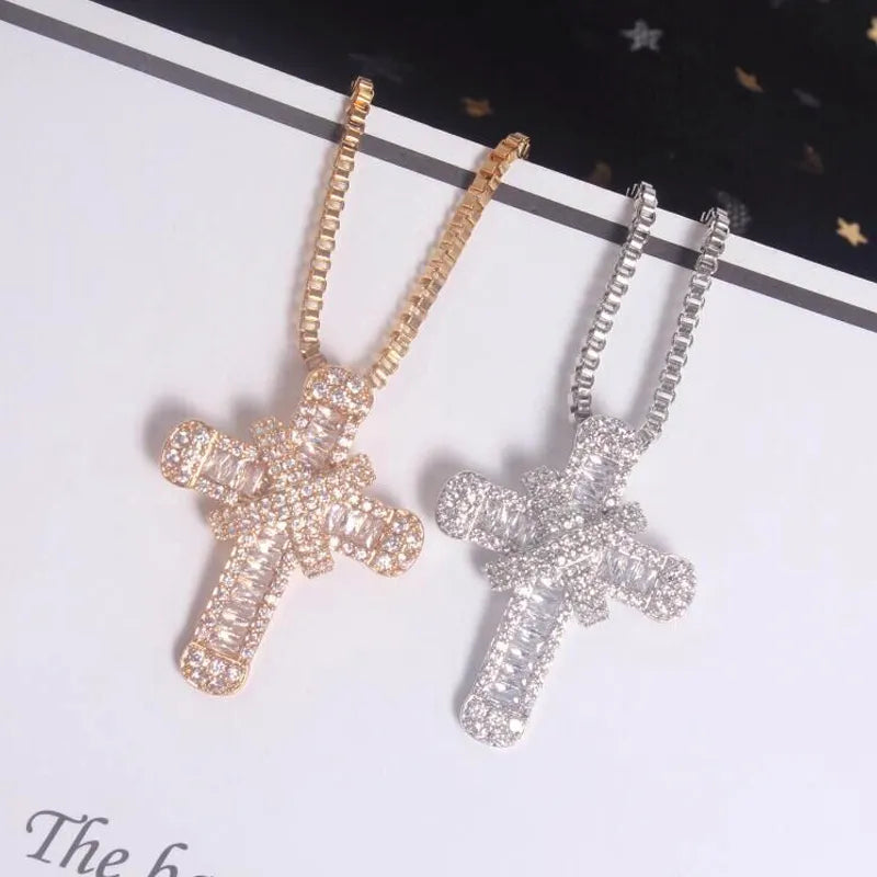 Crystal Cross Charm Necklace | Elegant Jewellery-Mary-Gold-Nora Luxe