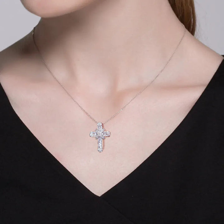 Crystal Cross Charm Necklace | Elegant Jewellery-Mary-Gold-Nora Luxe