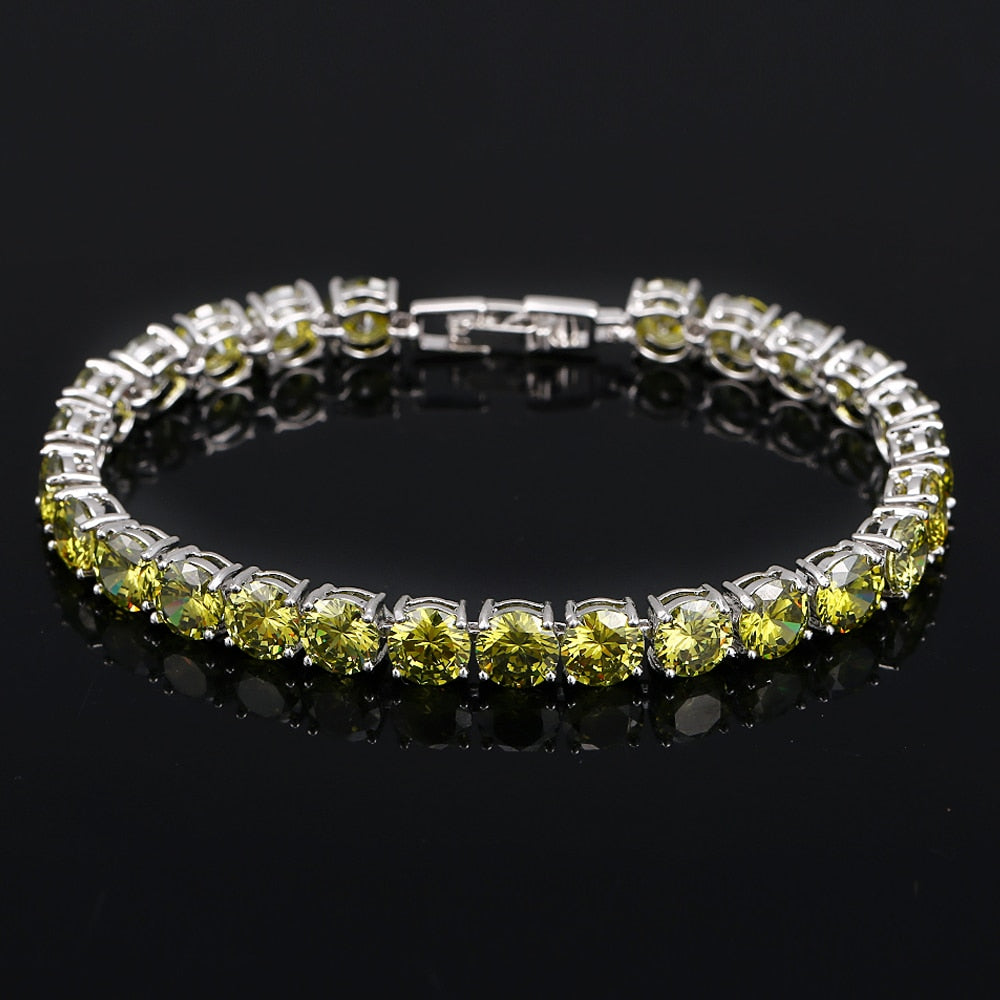 Crystal Heart Tennis Bracelet | Sparkling Accessory-Olive Green-Nora Luxe