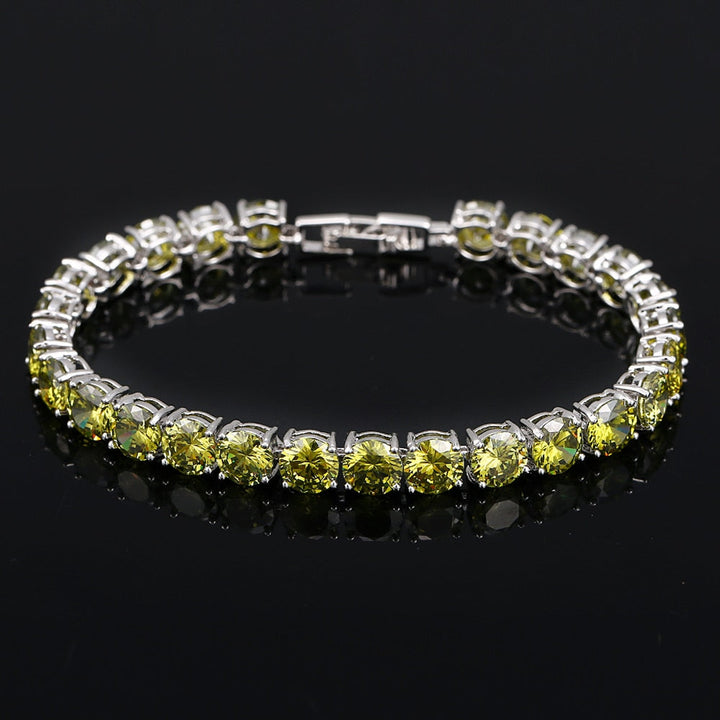 Crystal Heart Tennis Bracelet | Sparkling Accessory-Olive Green-Nora Luxe