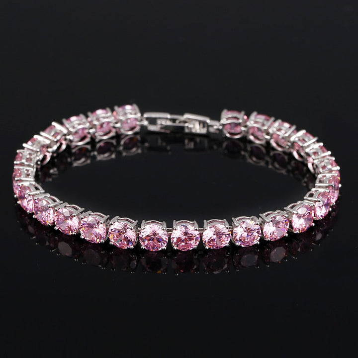 Crystal Heart Tennis Bracelet | Sparkling Accessory-Pink-Nora Luxe