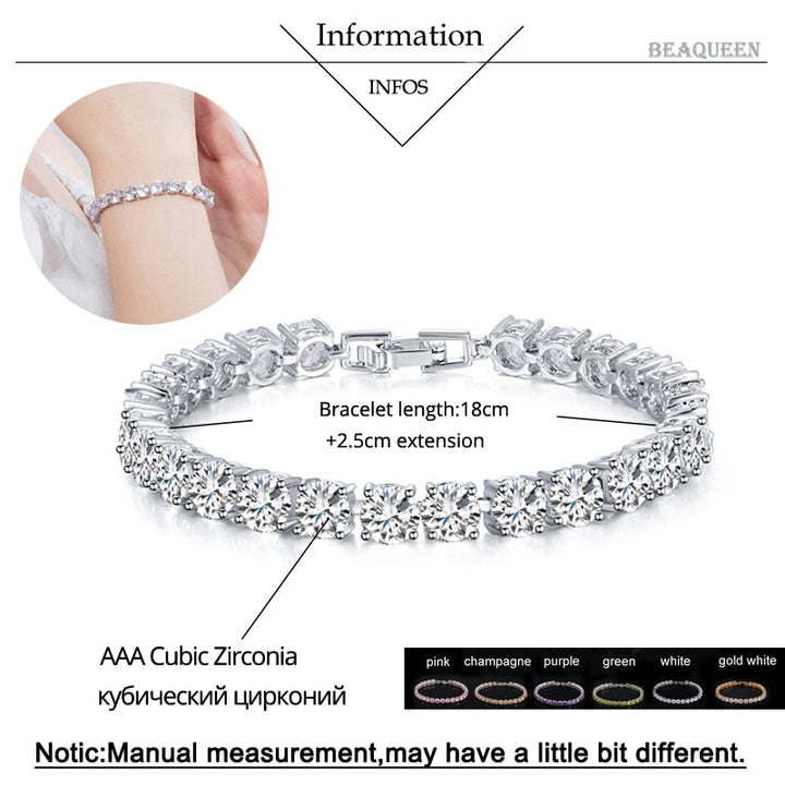 Crystal Heart Tennis Bracelet | Sparkling Accessory-Silver White-Nora Luxe