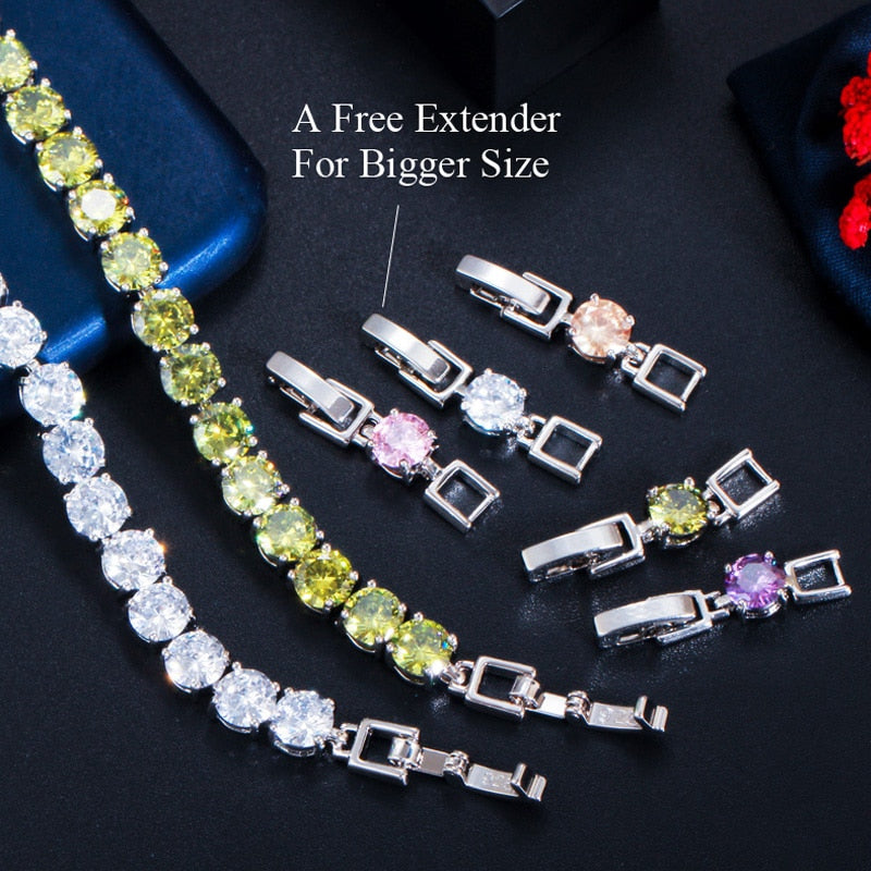 Crystal Heart Tennis Bracelet | Sparkling Accessory-Silver White-Nora Luxe