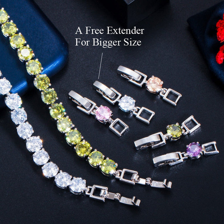 Crystal Heart Tennis Bracelet | Sparkling Accessory-Silver White-Nora Luxe