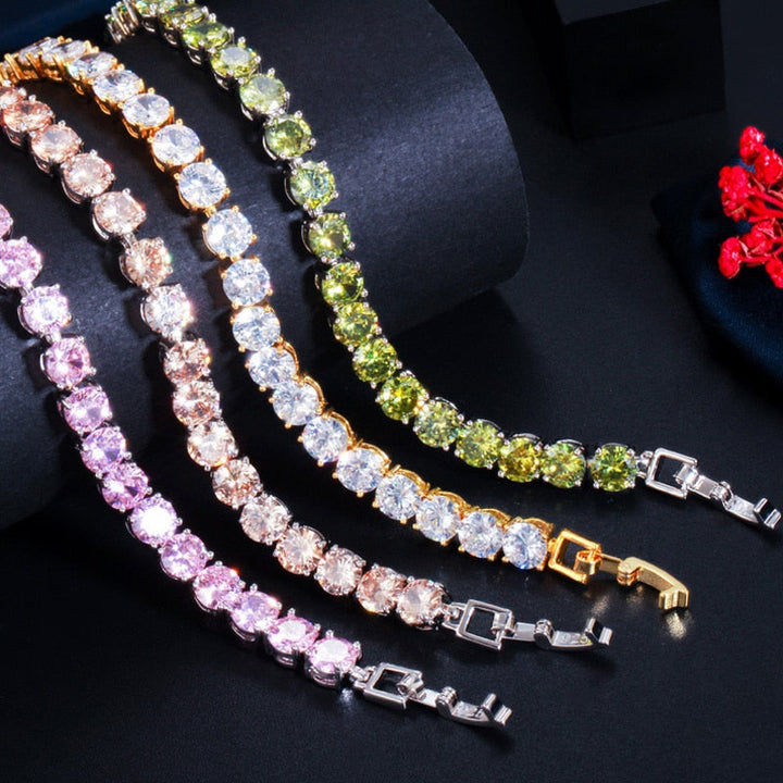 Crystal Heart Tennis Bracelet | Sparkling Accessory-Silver White-Nora Luxe
