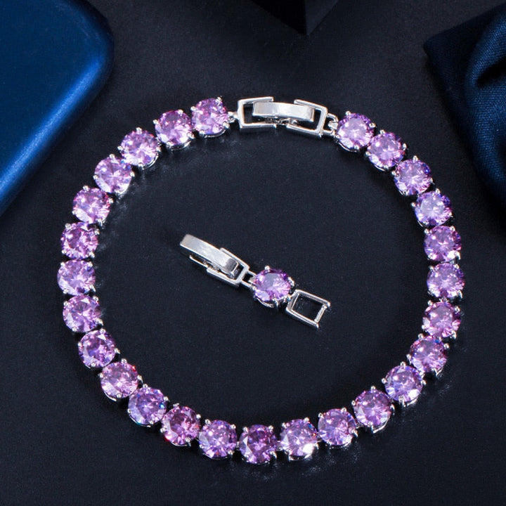 Crystal Heart Tennis Bracelet | Sparkling Accessory-Silver White-Nora Luxe