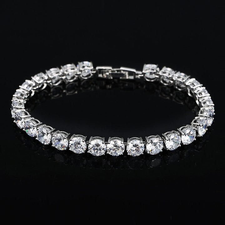 Crystal Heart Tennis Bracelet | Sparkling Accessory-Silver White-Nora Luxe