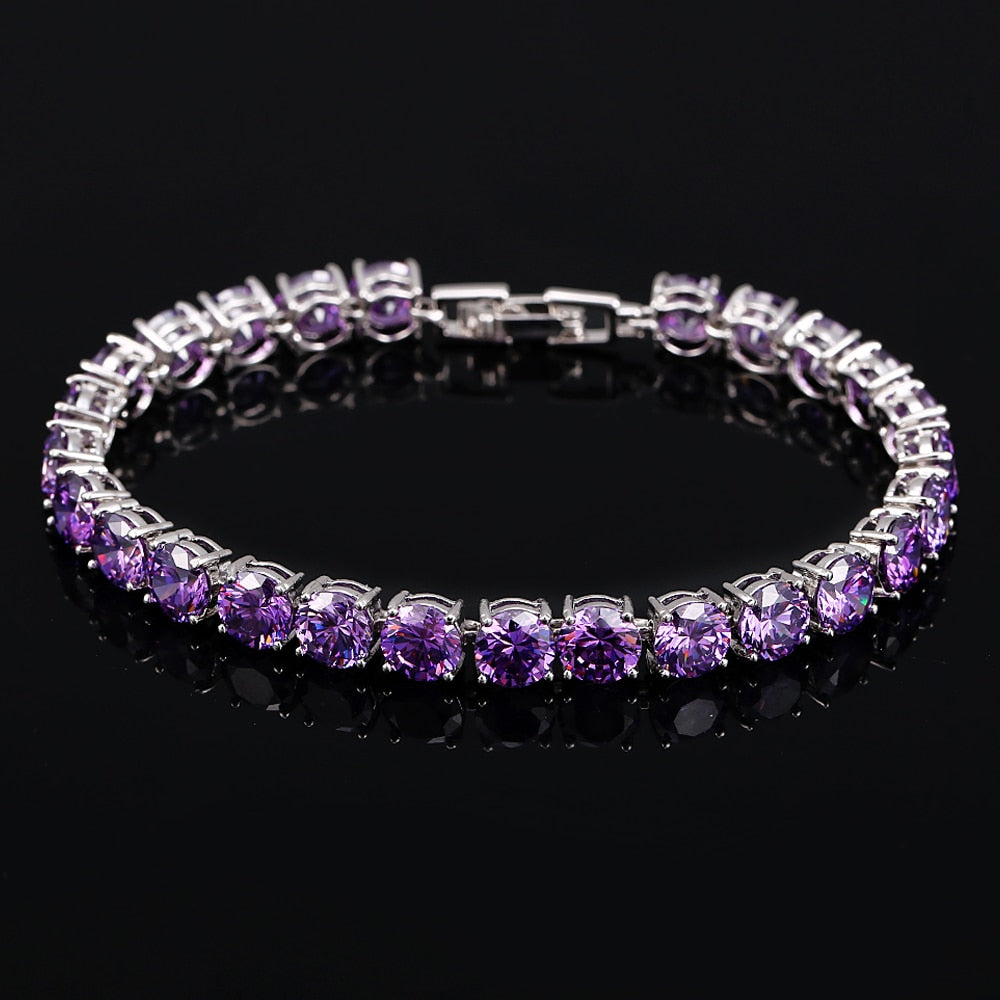 Crystal Heart Tennis Bracelet | Sparkling Accessory-Violet-Nora Luxe