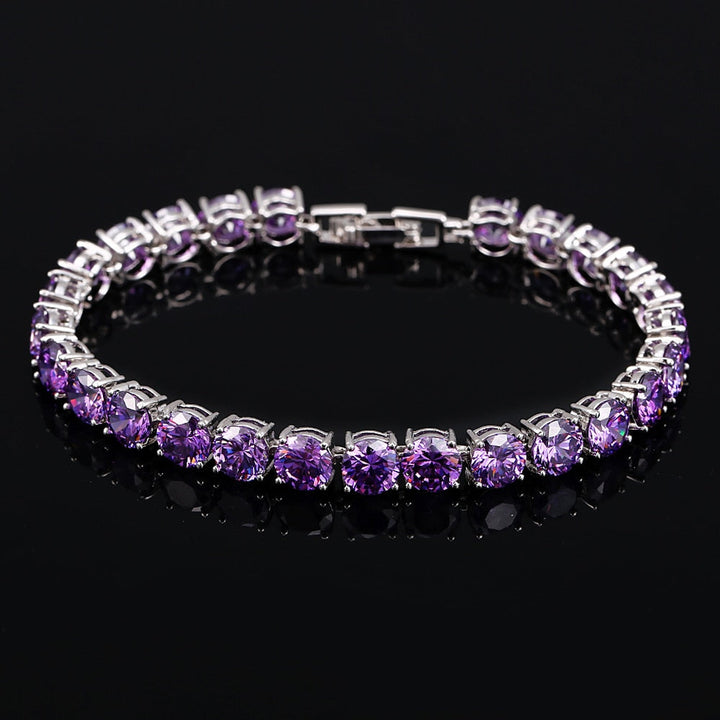 Crystal Heart Tennis Bracelet | Sparkling Accessory-Violet-Nora Luxe