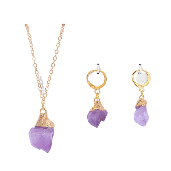 Crystal Jewelry Set Necklace and Earrings - Elara-Amethyst-Nora Luxe