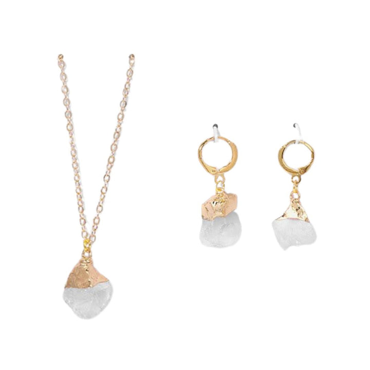 Crystal Jewelry Set Necklace and Earrings - Elara-Clear crystal-Nora Luxe