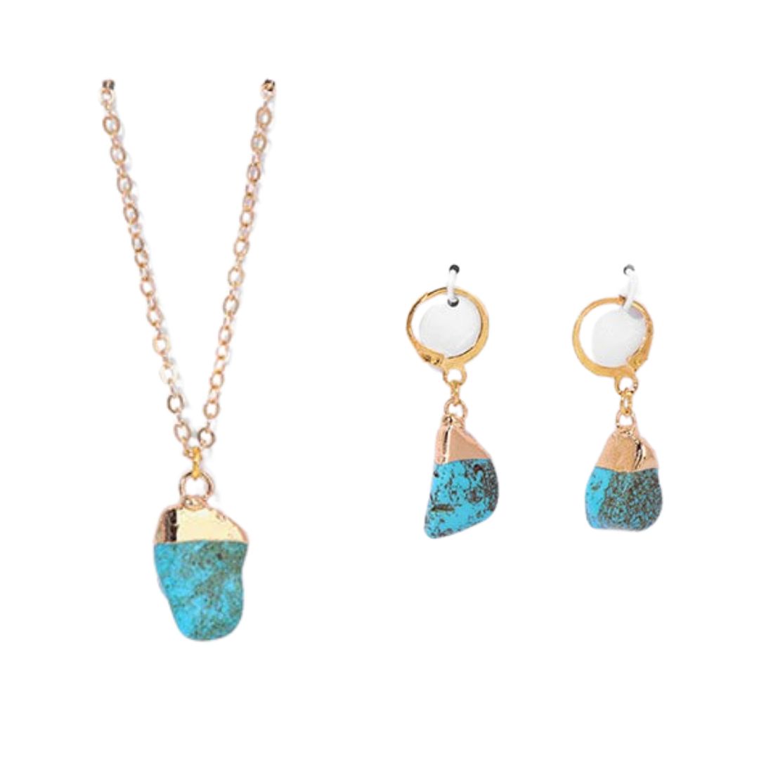 Crystal Jewelry Set Necklace and Earrings - Elara-Turquoise-Nora Luxe