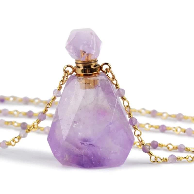 Crystal Perfume Bottle Necklace - Iris-Amethyst-Nora Luxe