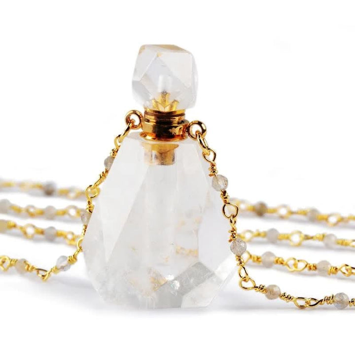 Crystal Perfume Bottle Necklace - Iris-Clear Crystal-Nora Luxe