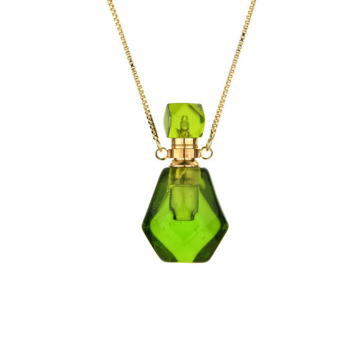 Crystal Perfume Bottle Necklace - Iris-Emerald-Nora Luxe