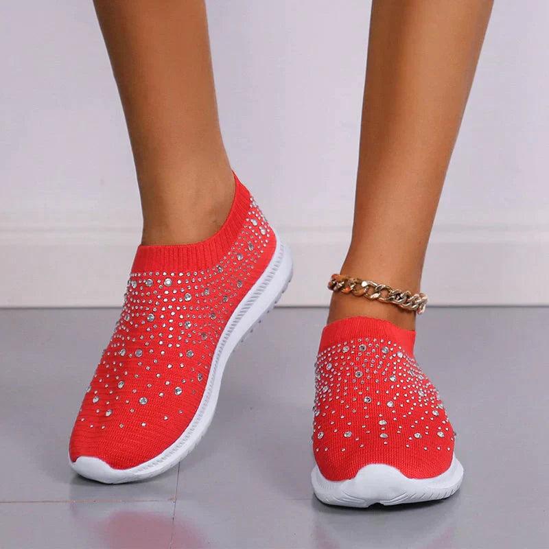 Crystal Shoes - GlamStep-RED-3.5-Nora Luxe