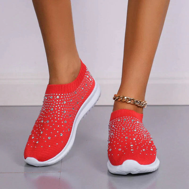 Crystal Shoes - GlamStep-RED-3.5-Nora Luxe