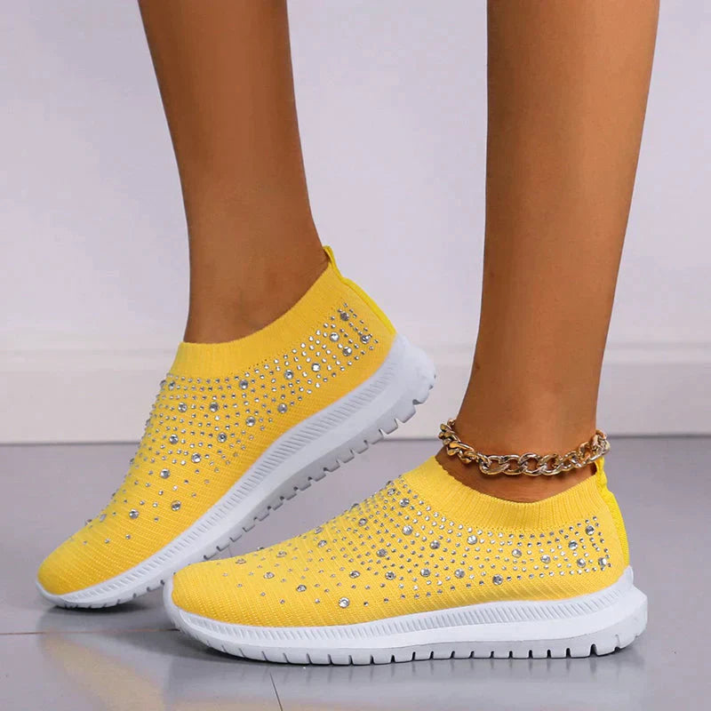 Crystal Shoes - GlamStep-YELLOW-3.5-Nora Luxe