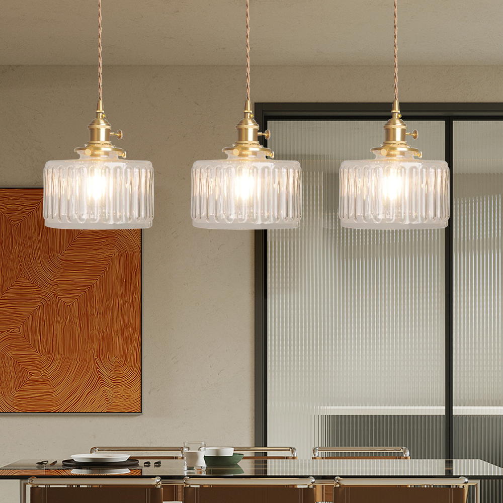 Crystal Vintage Pendant Lamp - Harrison-Beige-3 Head-Long-Nora Luxe
