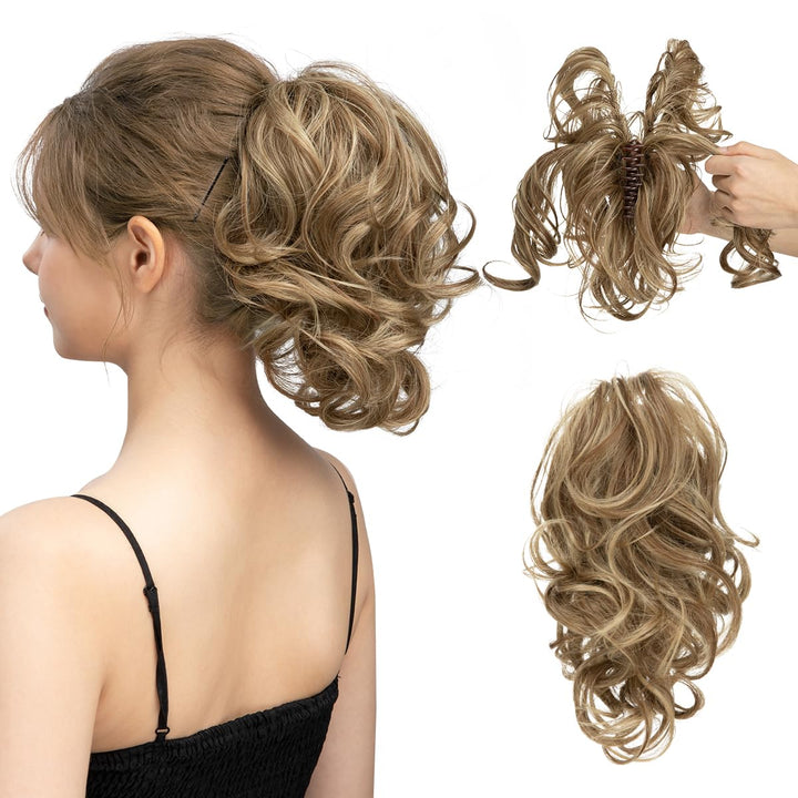 Curly Ponytail Hair Extension – Mira-Light brown-Nora Luxe