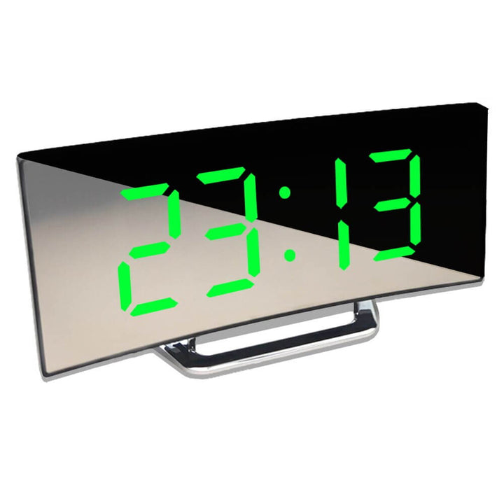 Curved LED Digital Alarm Clock with Modern Design - LumiCurve-Green-Nora Luxe